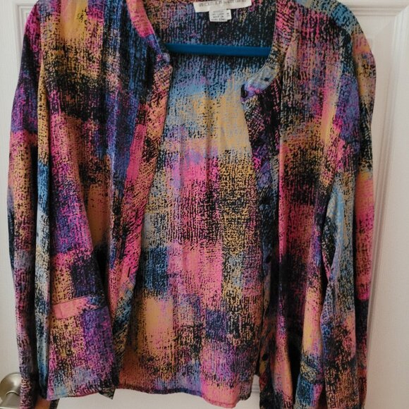 Vintage Abstract Colourful Silk Blouse - Picture 7 of 10